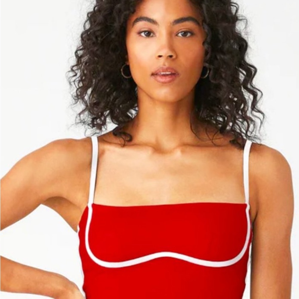 ALO Yoga Red Camisole with White Trim